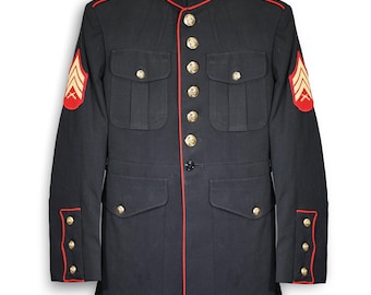 usmc dress blues for sale Genuine Issue Tunic 37 / Reg Wear this uniform with Gucci Women's Orange Striped Smocked Size:E (12-14)