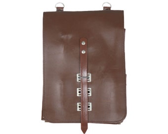 Auténtico estuche de cuero para mapas de Alemania del Este, portaequipaje de campaña con bandolera, bolsa para la RDA y el NVA, bolsa para excedentes militares de uniforme.