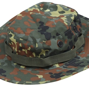 Authentic MilTec German Bundeswehr Flecktarn Boonie Hat Cap Waterproof Trilam Camo