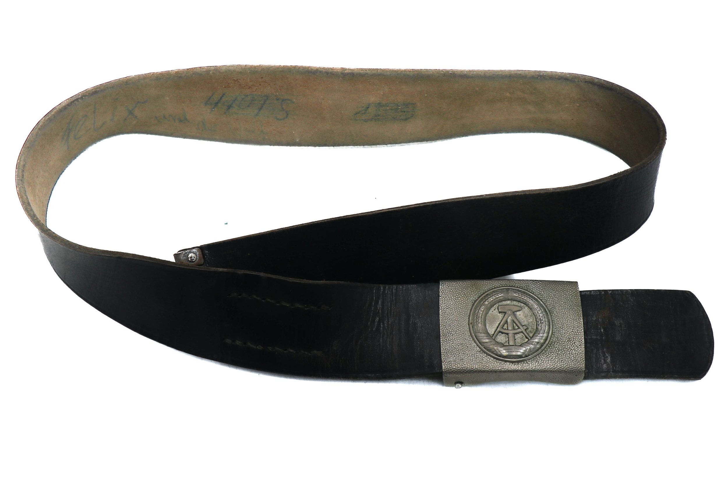 Authentic East German Leather Army Belt With Buckle NVA DDR