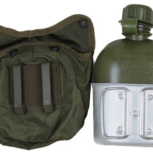 Authentic Austrian Army OD Woodland Green Canteen Flask Bottle Österreich Bundesheer Camo Military Surplus Camouflage Field Gear