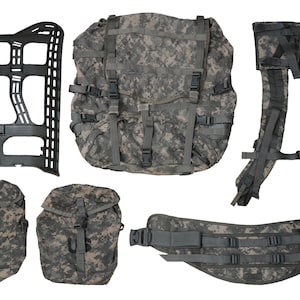 Authentic U.S Army Large Rucksack Complete ACU UCP Digital Camo Molle II Field Pack Backpack Field Gear