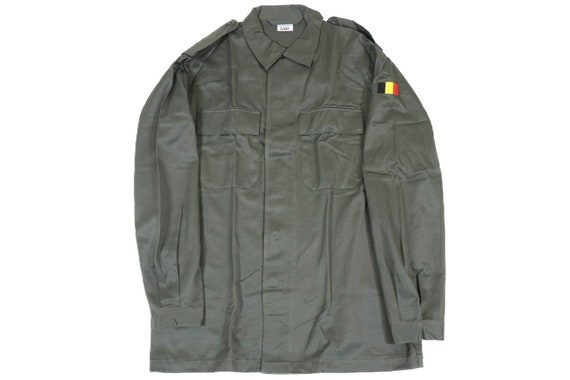 Authentic Belgian Army Field Shirt Camo Military Surplus Uniform Camouflage Jacket - Parka Undershirt OD Woodland Green