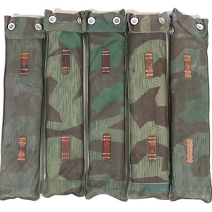 Authentic Swiss WWII Army Splinter Camo Field Tent Pole Stake Pack with Cover German WW2 Camouflage Field Gear Military Splittertarnmuster