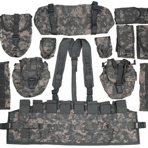 Authentic U.S Army Rifleman Set System ACU UCP Digital Camo Molle II Field Gear Tactical Assault Panel Pouches