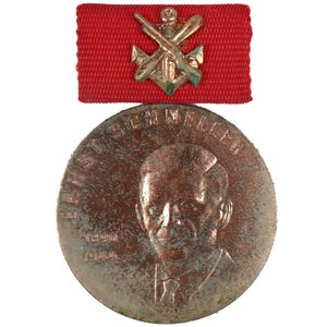 Authentic East German Army GST Bronze Ernst Schneller Medal NVA DDR Uniform Insignia Award Medal Badge Wreath Military Germany.