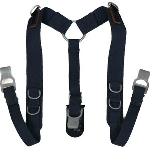 Authentic German Bundeswehr West German Blue Suspenders Belt Uniform Pant Trousers Leather