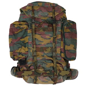 Authentic Belgian Jigsaw M90 Field Pack Rucksack Backpack Puzzle Camo Army Belgium M97 Army Military Surplus Camouflage Field Gear