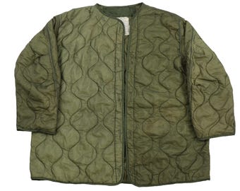 Authentic U.S Army OD Green Extreme Cold Weather Parka Liner Jacket Quilted Military Fishtail M50
