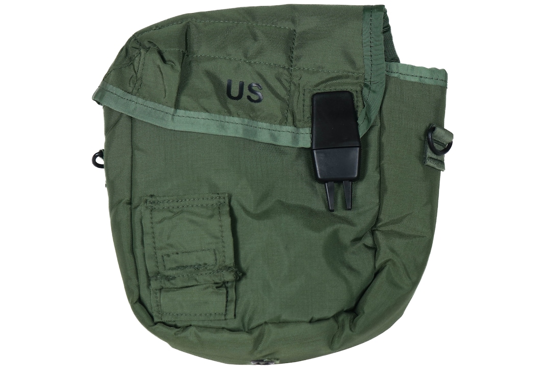 Used Military Style 2-Quart Canteen Carrier Cover (Tan) - Very Good Condition, No Strap