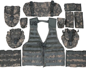 Authentic U.S Army Rifleman Set System ACU UCP Digital Camo Molle II Field Gear Fighting Load Carrier Pouches