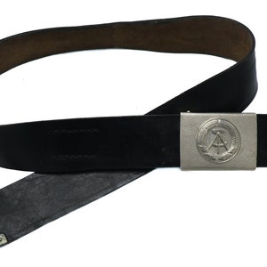 Authentic East German Leather Army Belt with Buckle NVA DDR Uniform Military Surplus Pants Trousers Field Gear Germany