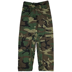 Pantalones impermeables mejorados originales de ORC Industries BDU M81 Woodland para clima húmedo