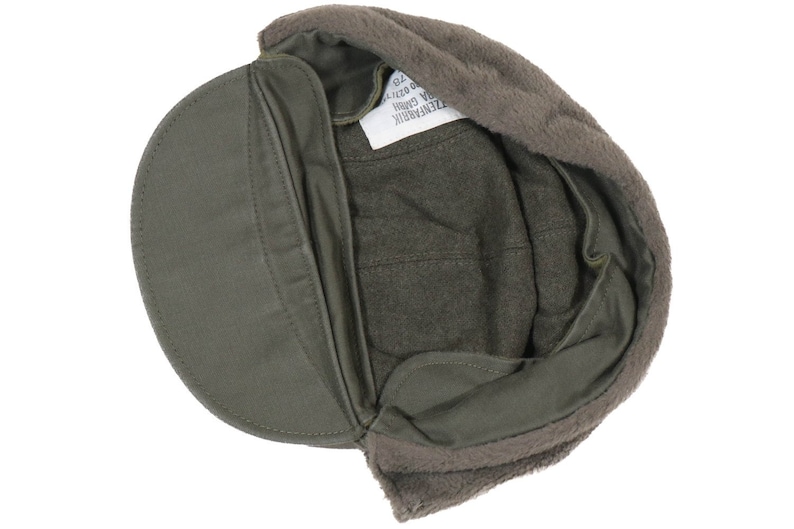 Cappello Invernale Tedesco Militare Originale – Army Trapper In Pile Verde Oliva Con Fodera
