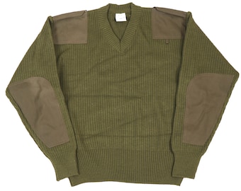 Oryginalny francuski sweter polowy OD Green Woodland Combat z dekoltem w serek F2 France Uniform Pullover Army Surplus Military Coat Shirt Jacket