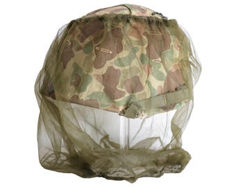 Authentic US Military Vietnam Era OD Green Mosquito Net Insect Bar Helmet Cover Hat Headwear