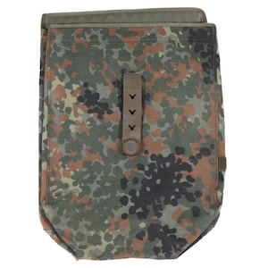 Authentic German Army Flecktarn Gas Mask Bag Bundeswehr Camo Military Surplus Uniform Camouflage Field Bag Pack