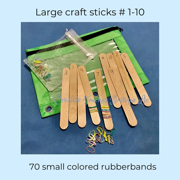 number sticks and rubber band counting