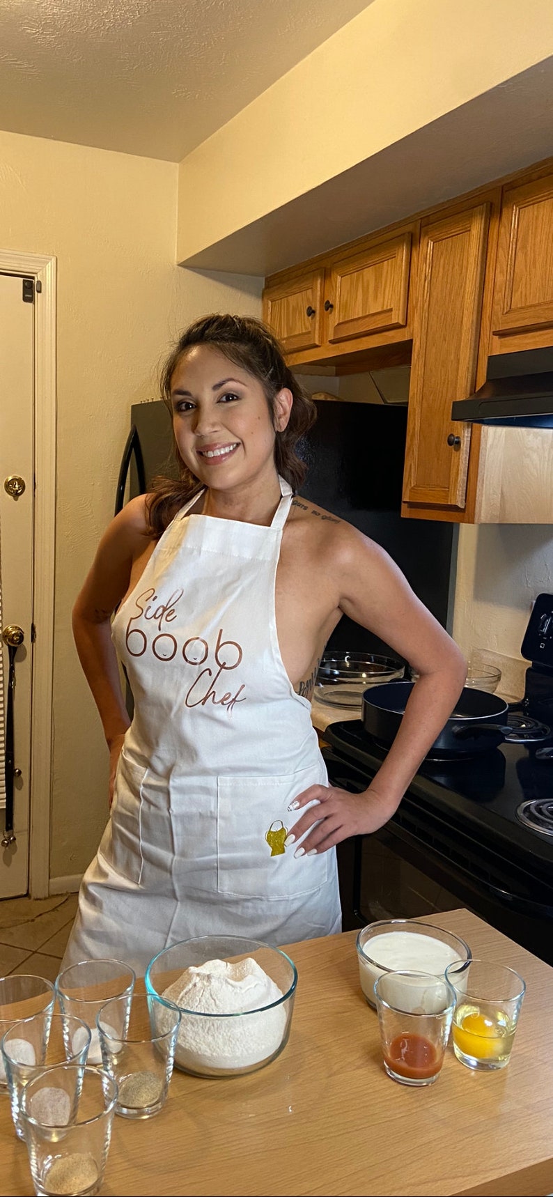 Side Boob Chef Apron in Rose Gold on White Etsy
