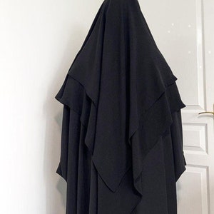 Long Khimar Ramdan Eid Musulman Long Hijab Foulard Jilbab Jubha une pièce pour femme Vêtements islamiques Hijabs Musulman Vêtement de prière Noir