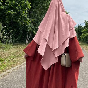 Long Khimar Ramdan Eid Musulman Long Hijab Foulard Jilbab Jubha une pièce pour femme Vêtements islamiques Hijabs Musulman Vêtement de prière Rose