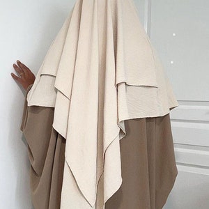 Long Khimar Ramdan Eid Musulman Long Hijab Foulard Jilbab Jubha une pièce pour femme Vêtements islamiques Hijabs Musulman Vêtement de prière Abrikoos