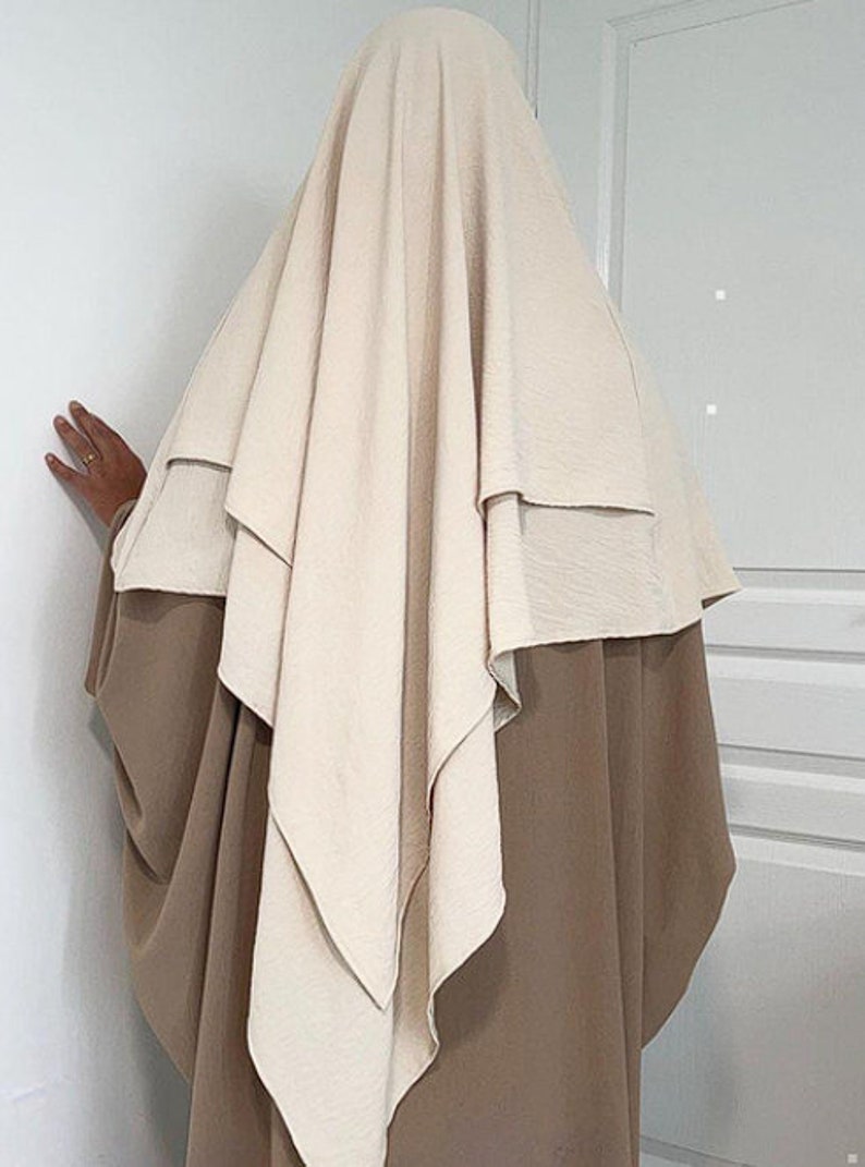 Long Khimar Ramdan Eid Musulman Long Hijab Foulard Jilbab Jubha une pièce pour femme Vêtements islamiques Hijabs Musulman Vêtement de prière Abrikoos
