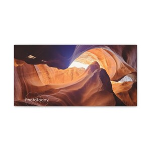 Druck auf Leinwand, Slot Canyon Seite Arizona, Southwestern Desert Kunst, Navaho Reservierung, Sandstein Höhlen, Orange Gold Wand-Dekor, matt