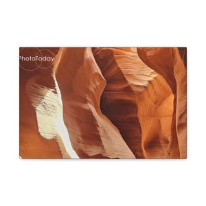 Print, Slot Canyon Page Arizona, Kunst des Südwestens der Wüste, Navaho-Reservation, Sandsteinhöhlen, orange-goldenes Wanddekor, matt