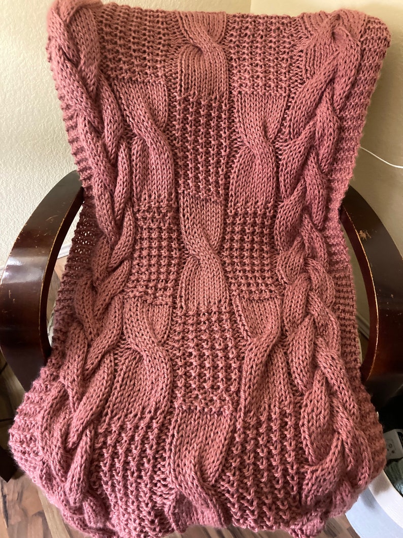 Cable Blanket _ Knit & Purl Pattern Etsy