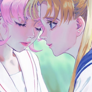 FREE SHIPPING | Sailor Moon & Mini Moon Poster | Sailor Moon | Fanart