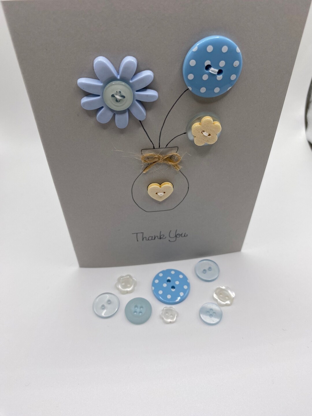 Thank You Personalised Flowers in a Vase Button Card - Etsy