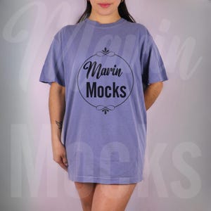 Comfort Colors C1717 Blue Jean Shirt Mockup, C1717 Blue Jean Mockup, C1717 Model Mockup, Comfort Color Mock up, Oversized Comfort Color