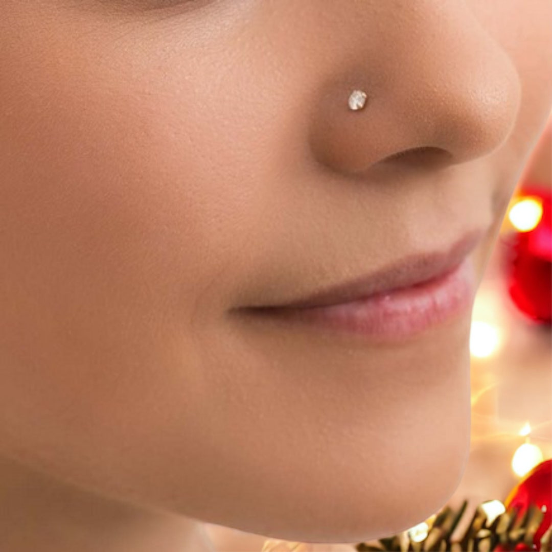 Diamond Nose Stud 14K LARGER Genuine Diamond Nose Stud 10 Carat 3 Diamond Nose Stud 14K LARGER Genuine Diamond Nose Stud 10 Carat 3