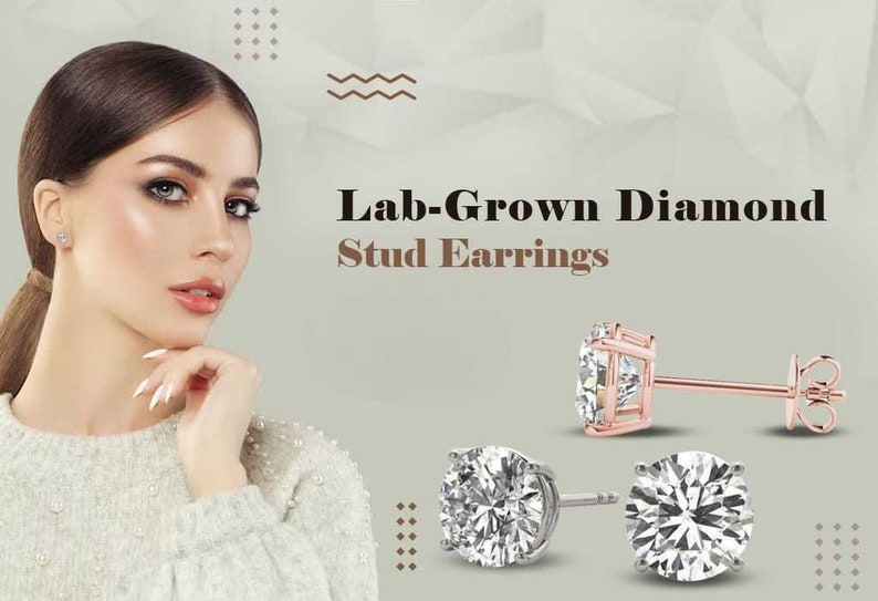 5 Ct Diamond Earrings, 14kt Gold Lab Grown Diamond Earrings, Gold