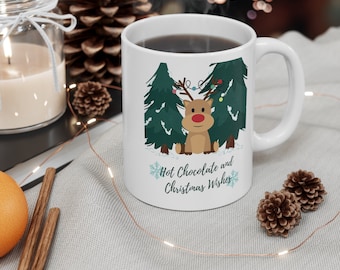 Christmas Hot Chocolate Mug. 11oz White Mug