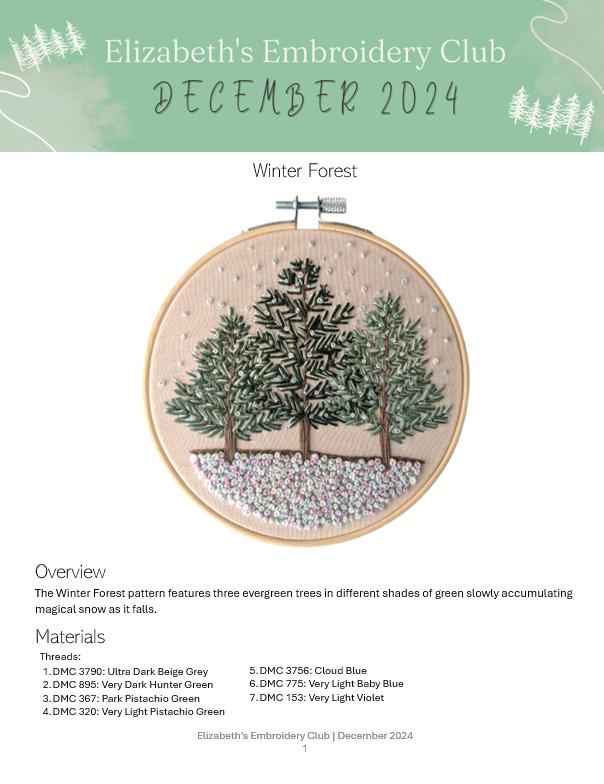 PATTERN: Beginner Embroidery - Winter Forest - Etsy