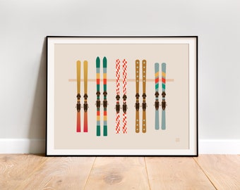 Funky Skis | Poster print | Wall art | Home decor | Digital download