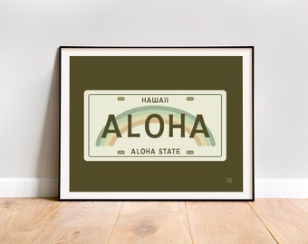 Aloha License Plate | Poster print | Wall art | Home decor | Digital download