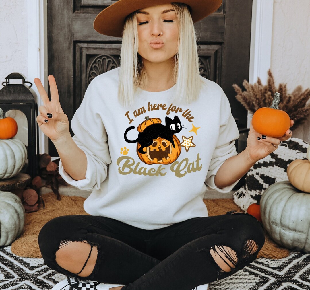 Black Cat Sweater
 Black Cat Sweatshirt Sweater for Fall Black Cat Sweater Halloween