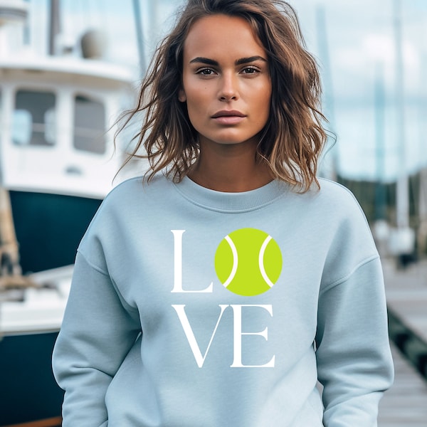 Love Tennis Graphic Sweatshirt, Sports Sweatshirt, Sports Lover, Gift for Tennis Lover, Country Club, Bougie, Pickle Ball