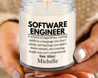 Software Engineer Gift, Personalized Candle, Tech Candle,  Geek Gift, Coder Gift, Programmer Present, It Professional Gift, Coding Present