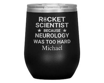 Rocket Scientist Personalized Wine Tumbler, Matching Neurologist Gift, Custom Name Couple Cup