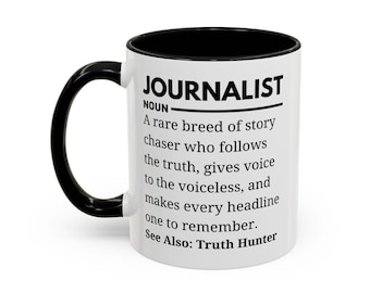 Journalist mug: news reporter gift for media professional, editor or newsroom enthusiast