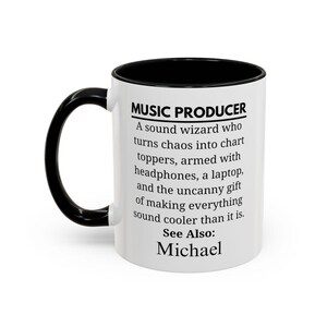 Personalized Music Producer Mug, Custom Sound Wizard Coffee Cup, Funny Beat Maker Gift, Headphones & Laptop Humor, Audio Genius, Music Lover
