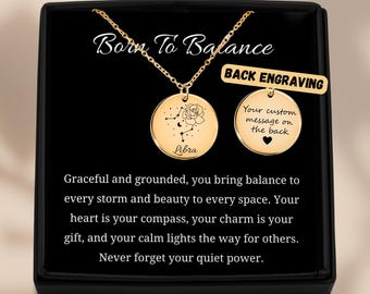 Libra Zodiac Coin Pendant Necklace: 18k Gold Plated Stainless Steel