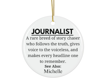 Journalist Personalized Ornament, Reporter Gift, Newsroom Decor, Journalism Present,