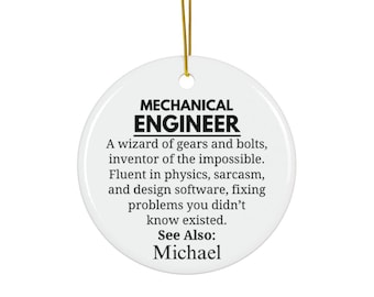 Mechanical Engineer Ornament, Personalized Gift, Graduation Present, Engineering Student Gift
