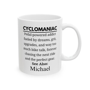 Personalized cyclist mug, funny gift for bike lover, rider, or cycling enthusiast