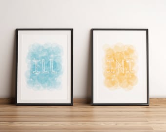 Nursery ILL-INI Starry Cloud Poster Print Set of 2- Baby Illini Wall Art